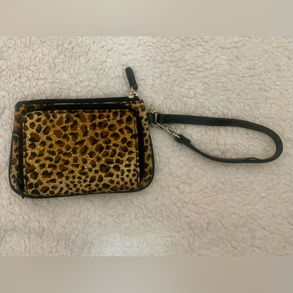Brown and Black Leopard Print Clutch Wristlet